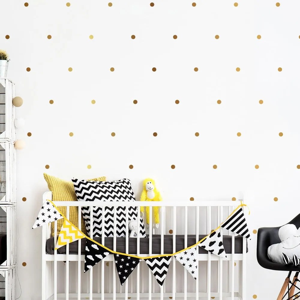 Детски стикери в комплект на стената 100 бр. 2x2 cm Golden Points – Ambiance