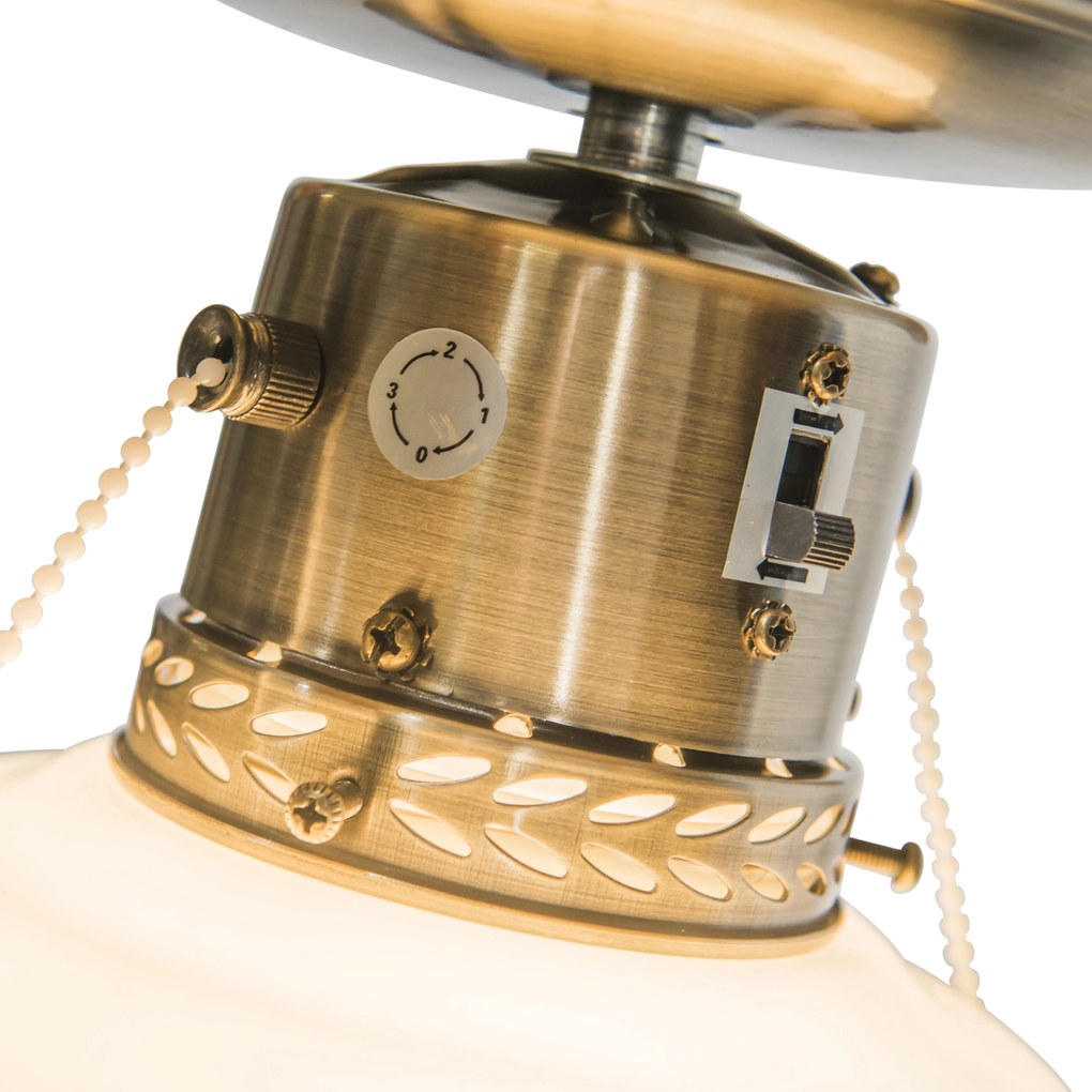 Индустриален таванен вентилатор със светлина 100 см дърво - Wind