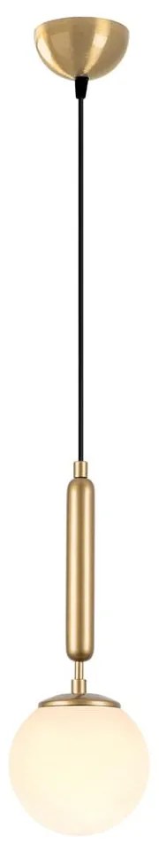 Бяло/в месингов цвят висящо осветително тяло със стъклен абажур ø 15 cm King – Opviq lights