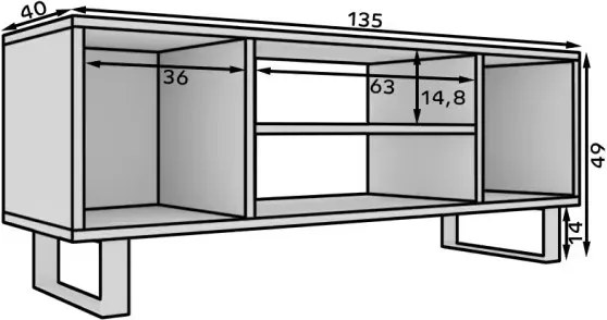 ТВ шкаф LuxeView-Черно-Дължина: 135 cm.