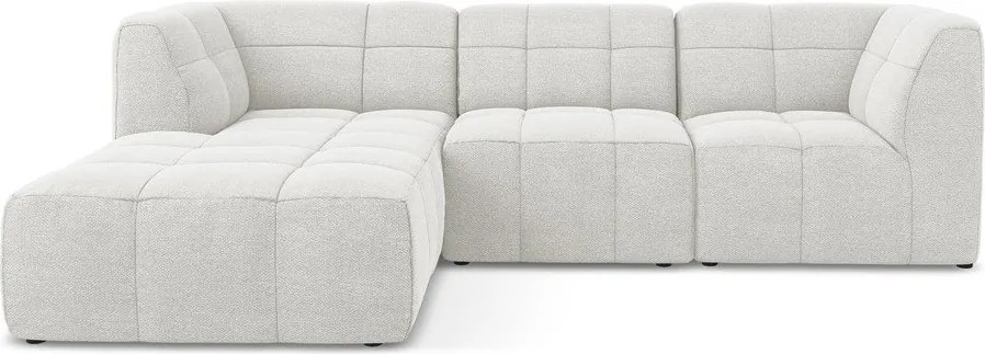 Бял ъглов диван от прежда с примки от букле (ляв ъгъл) Aloha – Makamii