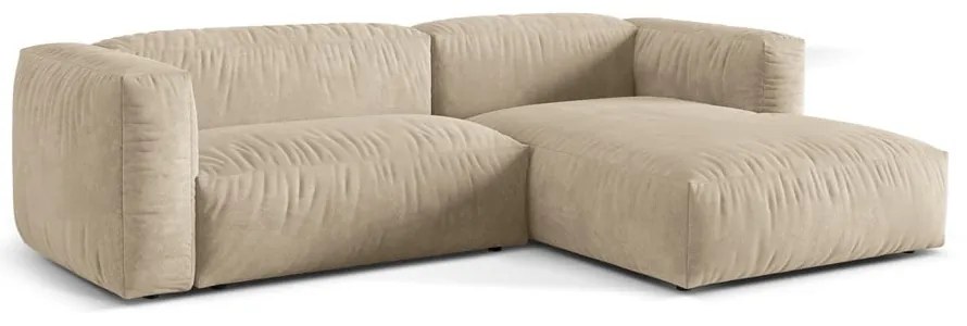 Бежов кадифен модулен ъглов диван (десен ъгъл) Martina – Micadoni