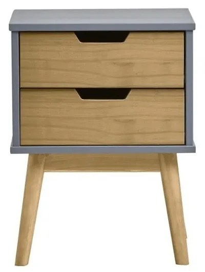 Сиво-кафяво нощно шкафче, изработено от масивна борова дървесина Baku - Marckeric