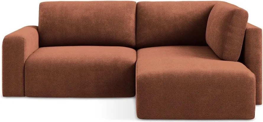 Теракотен шенилов сгъваем/с място за съхранение ъглов диван (десен ъгъл/L форма) Kona – Makamii