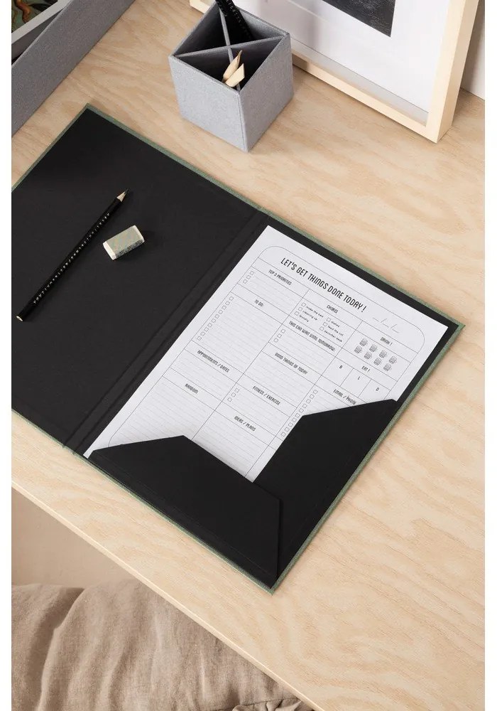 Зелен картонен органайзер Paulina Canvas Paper Laminate A5 – Bigso