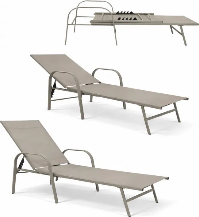 Бежов градински шезлонг с регулируема облегалка - идеален за релаксация
