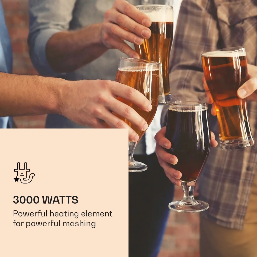 Klarstein Mundschenk XXL, малцова пивоварна, устройство за варене на бира, комплект 3000 W, 50 l, неръждаема стомана
