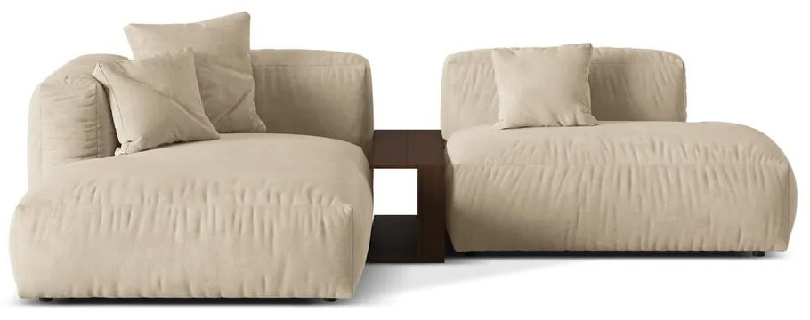 Бежов кадифен модулен ъглов диван (ляв ъгъл) Martina – Micadoni