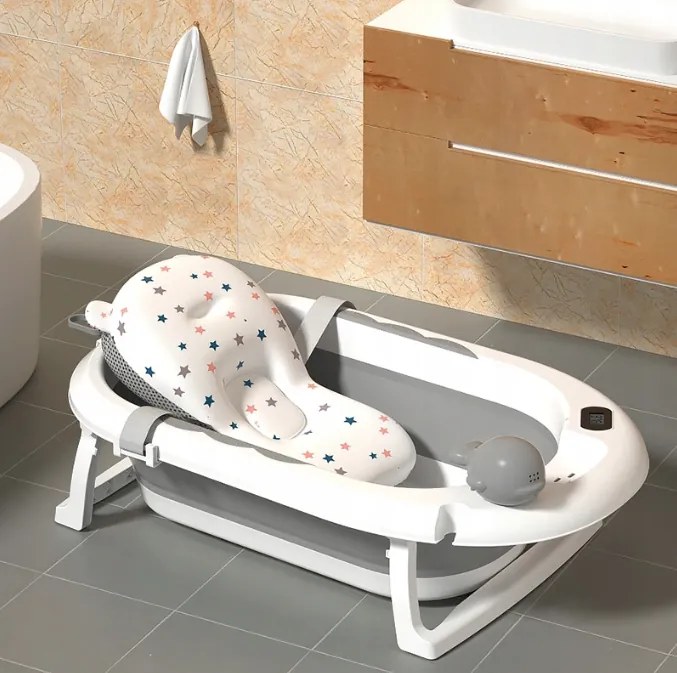 Сгъваема бебешка вана VAIANA PREMIUM с възглавница - повече цветове Сив