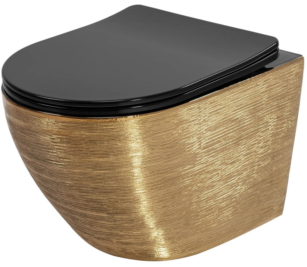 Тоалетна чиния Rea Carlo Mini Tornado Black Brush Gold