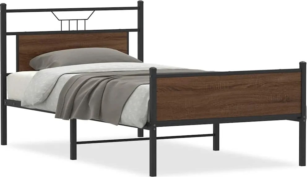 4107029 vidaXL Рамка за легло без матрак кафяв дъб 100x200 см инженерно дърво