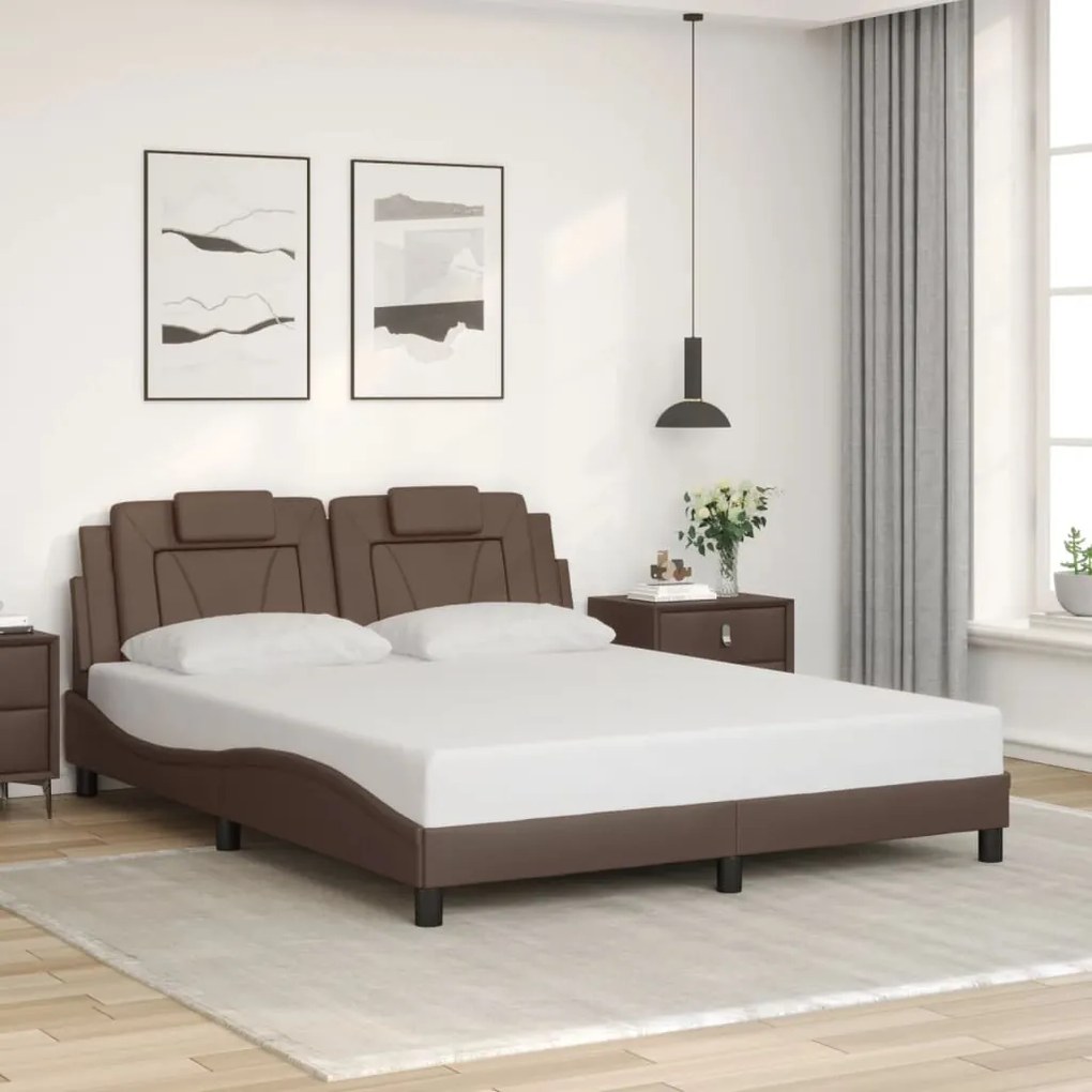 3208105 vidaXL Рамка за легло Viana без матрак, кафява, 160x200 см, изкуствена кожа