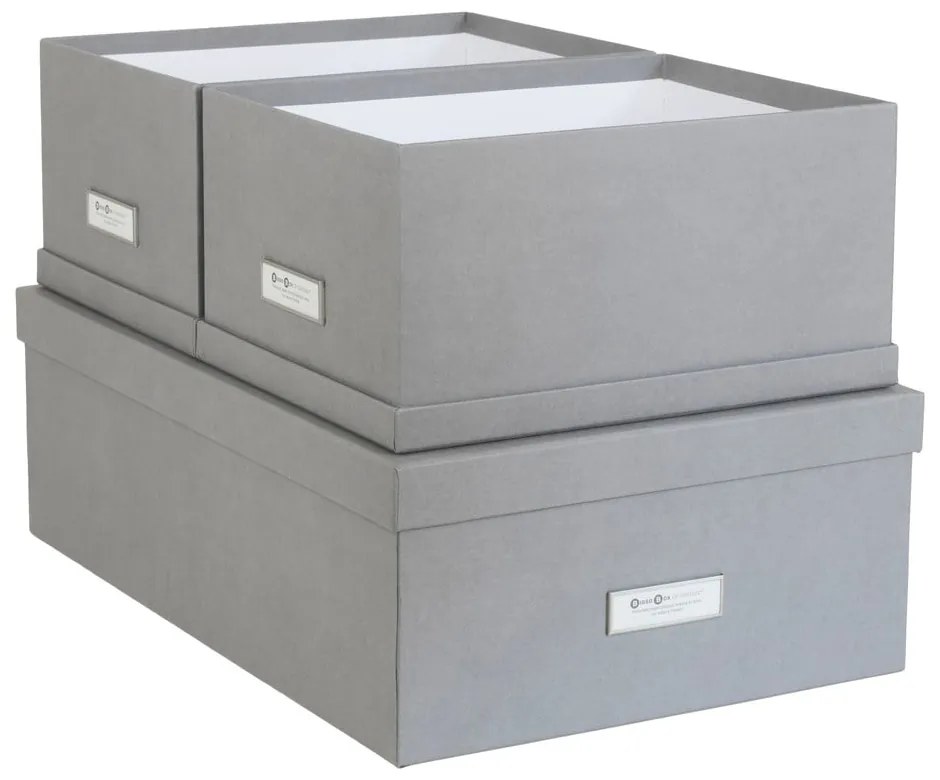 Комплект от 3 сиви кутии за съхранение Inge - Bigso Box of Sweden