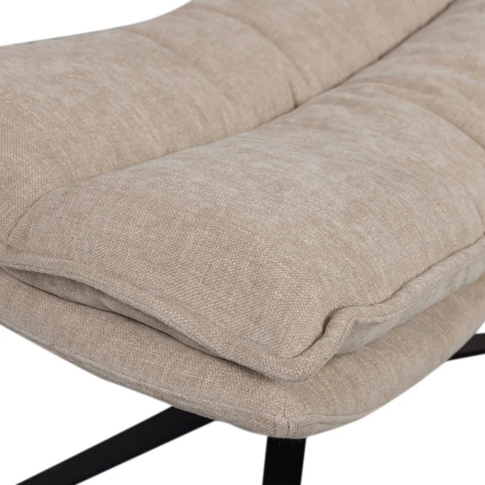 Въртящ се шенилов фотьойл с табуретка в естествен цвят Kube – WOOOD