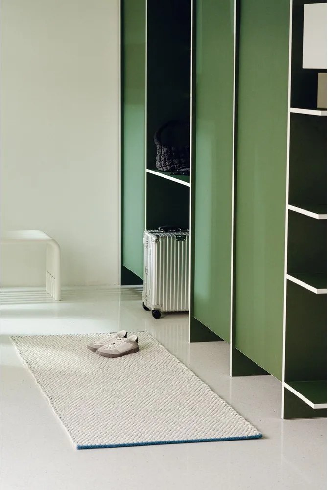 Синя/бежова ръчно изработена вълнена пътека 80x170 cm Lenu – noo.ma