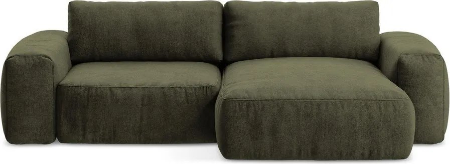Зелен шенилов сгъваем ъглов диван (десен ъгъл) Kuki – Makamii