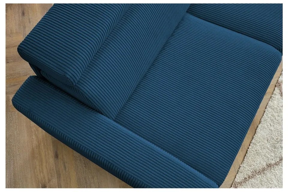 Тъмносин разтегателен ъглов диван от рипсено кадифе (променлив) Monaco – Bobochic Paris