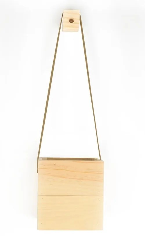 Кафява саксия от елхово дърво Colgante, 17 x 62 cm - Surdic