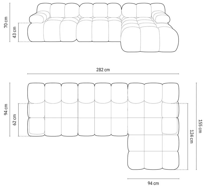 Бежов модулен ъглов диван от букле (десен ъгъл) Bellis – Micadoni Home
