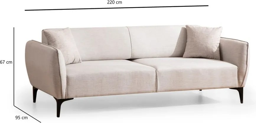 Кремав диван 220 cm Belissimo - Balcab Home