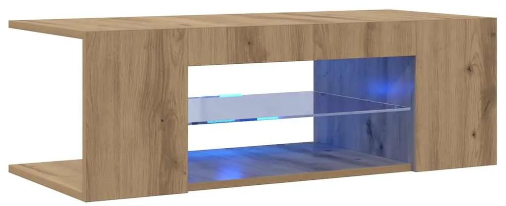 856326 vidaXL ТВ шкаф с LED осветление, 90x39x30 см, инженерно дърво