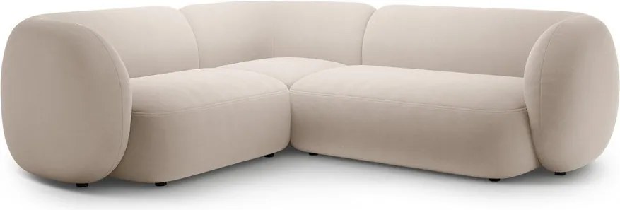 Бежов кадифен ъглов диван (ляв ъгъл/L форма) Kate – Micadoni