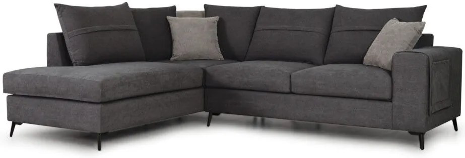 Ъглов диван Hannah-Сиво тъмно-Ляво