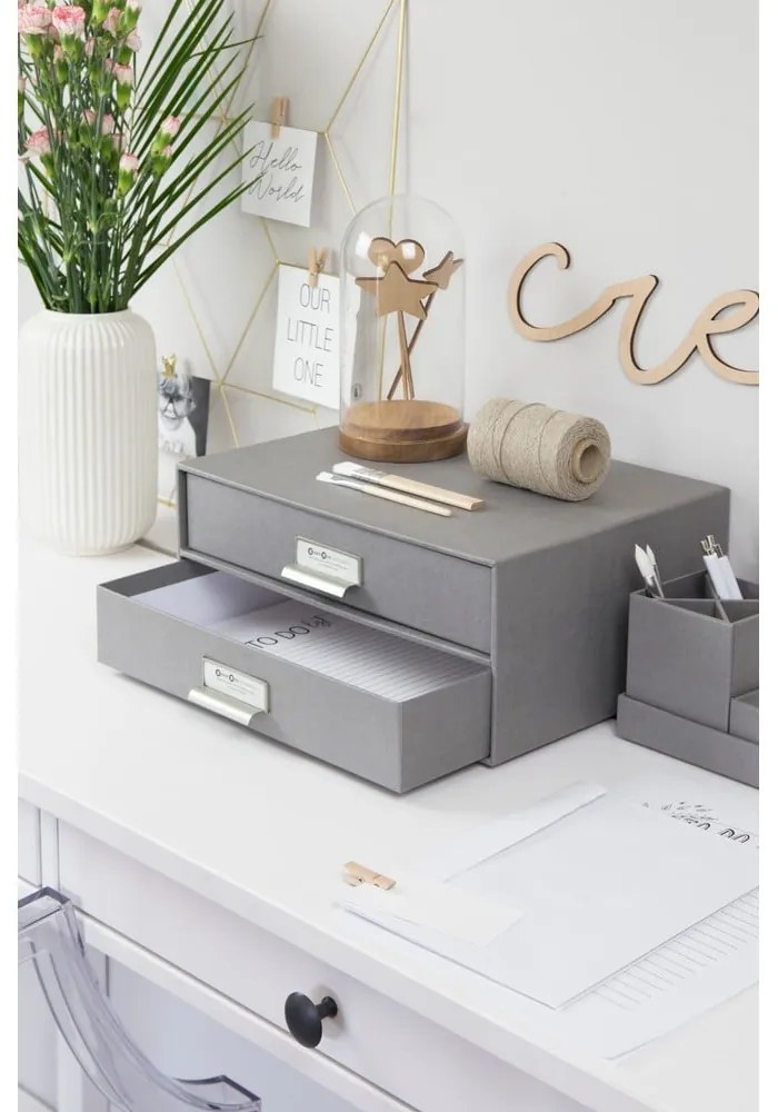 Сиво двуетажно чекмедже за документи , 33 x 22,5 cm Birger - Bigso Box of Sweden