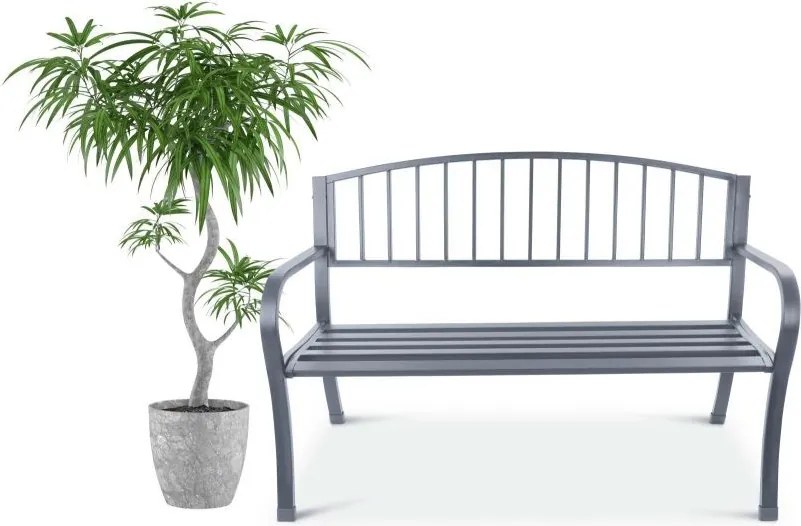 Градинска алуминиева пейка с облегалка 125 x 53 x 82 cm Сив