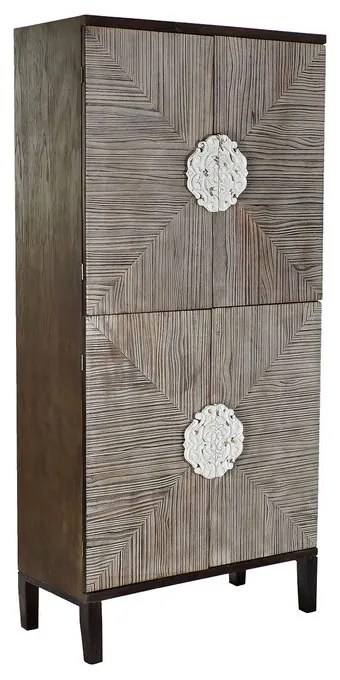 Шкаф DKD Home Decor Ела Тъмно сив Дървен MDF Светло кафяв (86 x 41 x 181 cm)