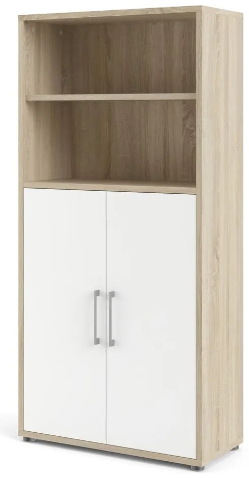 Бяло-естествена модулна библиотека от дъбов декор 89x189 cm Prima – Tvilum