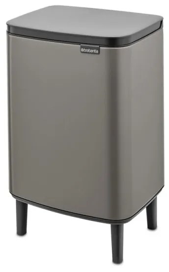 Кош за боклук Brabantia Bo Small Hi 1006648, 12 л, Плавно и безшумно отваряне, Противоплъзгаща основа, Сив