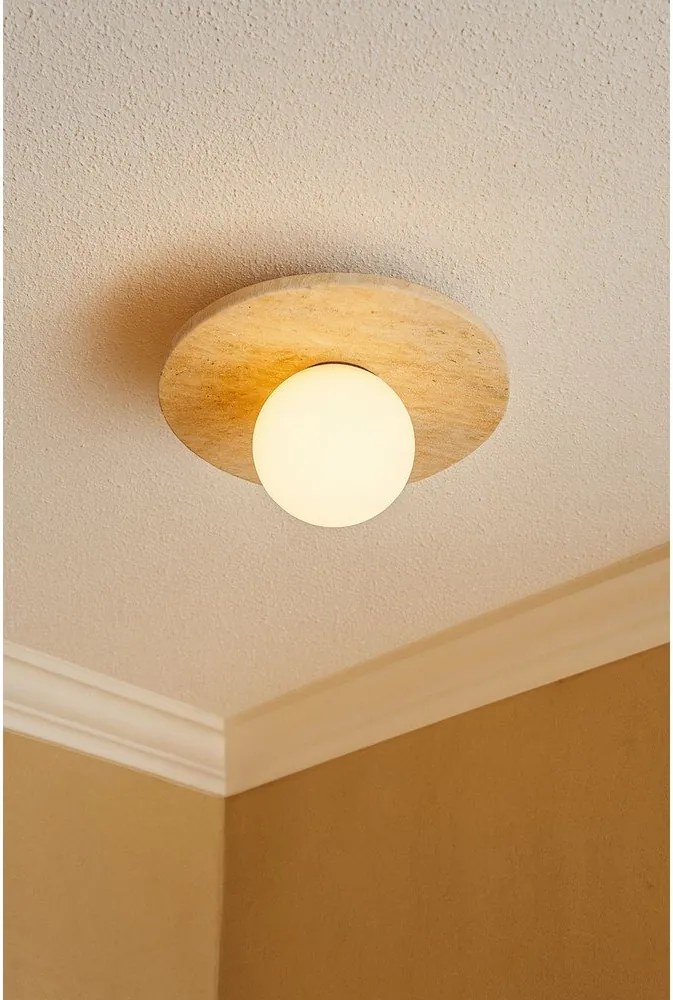 Бежово каменно осветително тяло за таван със стъклен абажур ø 12 cm Hilde – Opviq lights