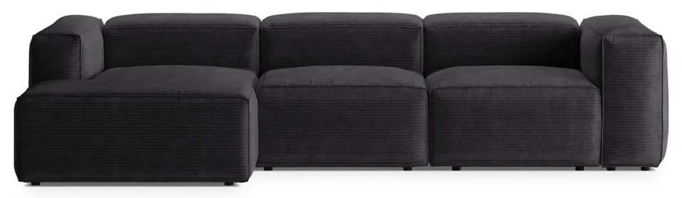 Тъмносив ъглов диван от рипсено кадифе (ляв ъгъл) Bergamo – Cosmopolitan Design