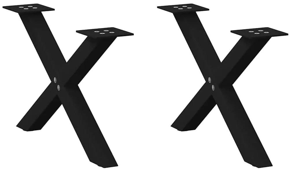 4012880 vidaXL Крака за масичка за кафе, X-образни, 2 бр., черни, 60 x (30-31) см, стомана