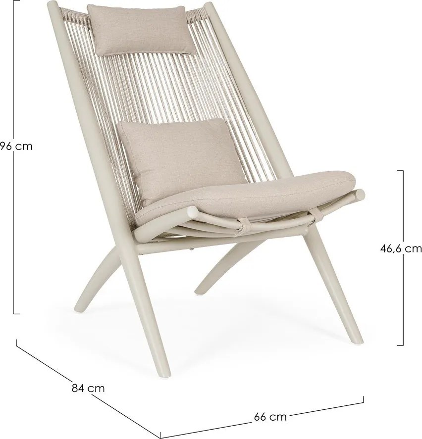 Бежов метален градински стол Aloha – Bizzotto