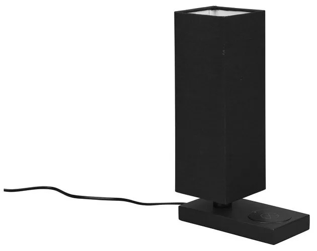 Матовочерна настолна лампа с безжично зарядно устройство (височина 35 см) Haley - Trio
