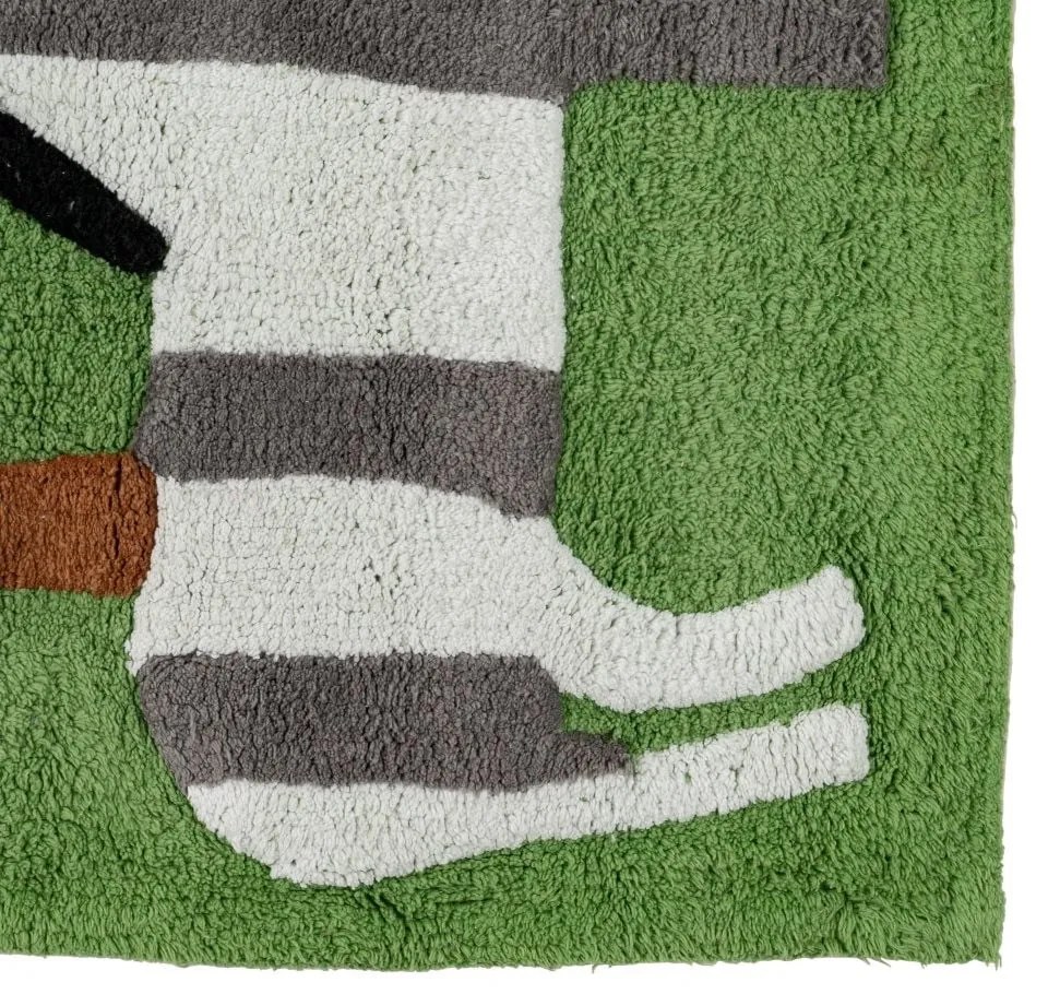 Зелена памучена пътека подходяща за пране 90x175 cm Animals – Ixia