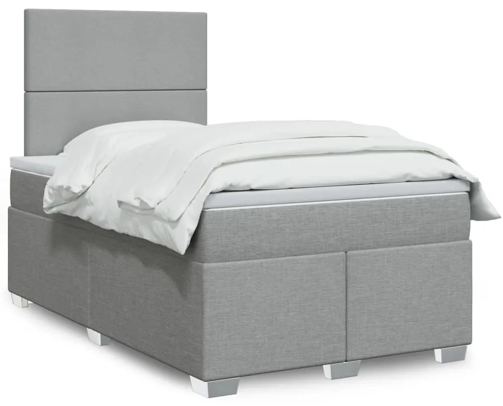 3292748 vidaXL Боксспринг легло с матрак, светлосиво, 120x200 см, плат