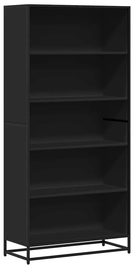 3300855 vidaXL Библиотека, черна, 80,5x35x170,5 см, инженерно дърво