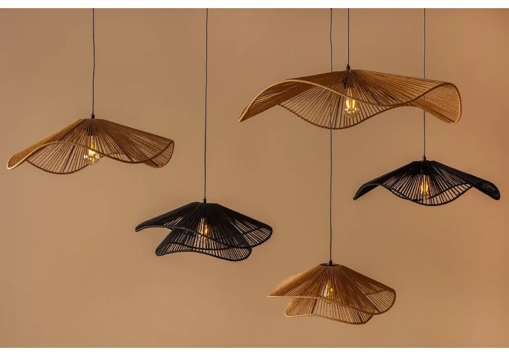 Висяща лампа в златист цвят с абажур от хартиена тъкан ø 62 cm Sombra - Leitmotiv