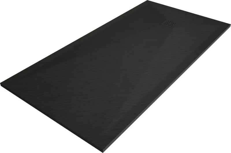 Mexen Stone+ правоъгълна композитна душ корито 200 x 100 см, черно, черен капак
