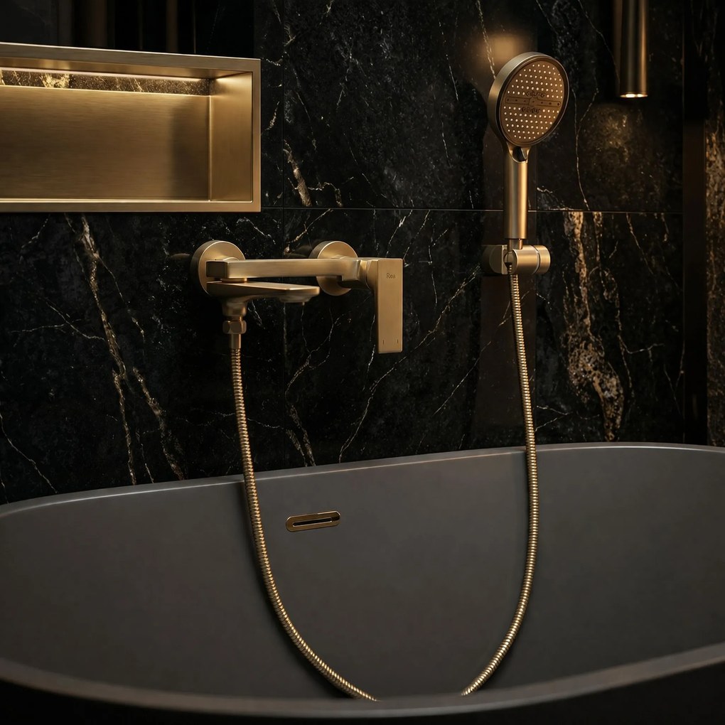 Смесител за вана PREMIUM REA Prime Gold Brush
