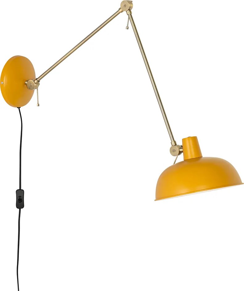 Смарт стенна лампа жълта с бронз вкл. Wifi P45 - Milou