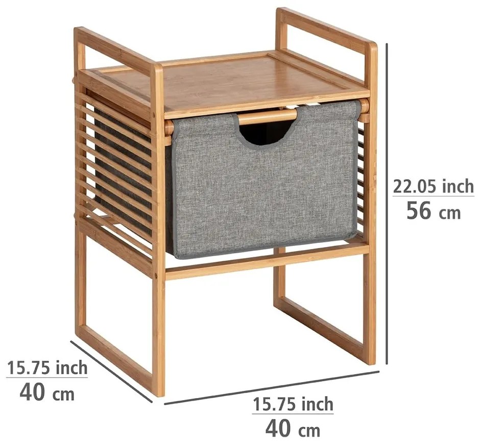 Сив/естествен бамбуков нисък шкаф за баня 40x56 cm Bahari – Wenko