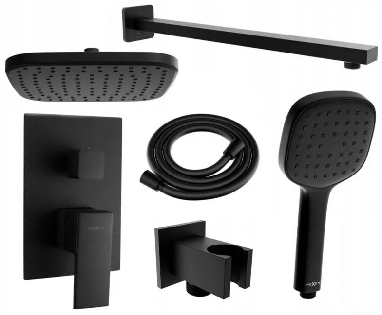 Mexen Uno DR33 комплект за душ за вграждане, черен - 71435DR33-70