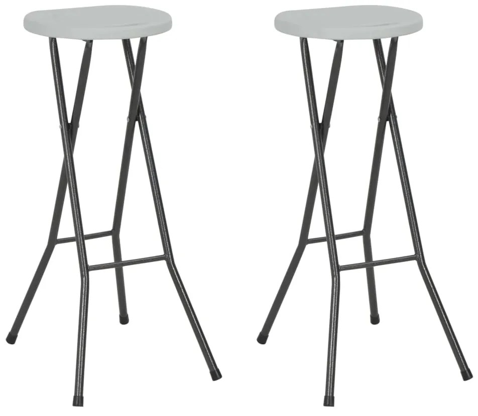Sonata H Сгъваеми бар табуретки, 2 бр, HDPE и стомана, бели