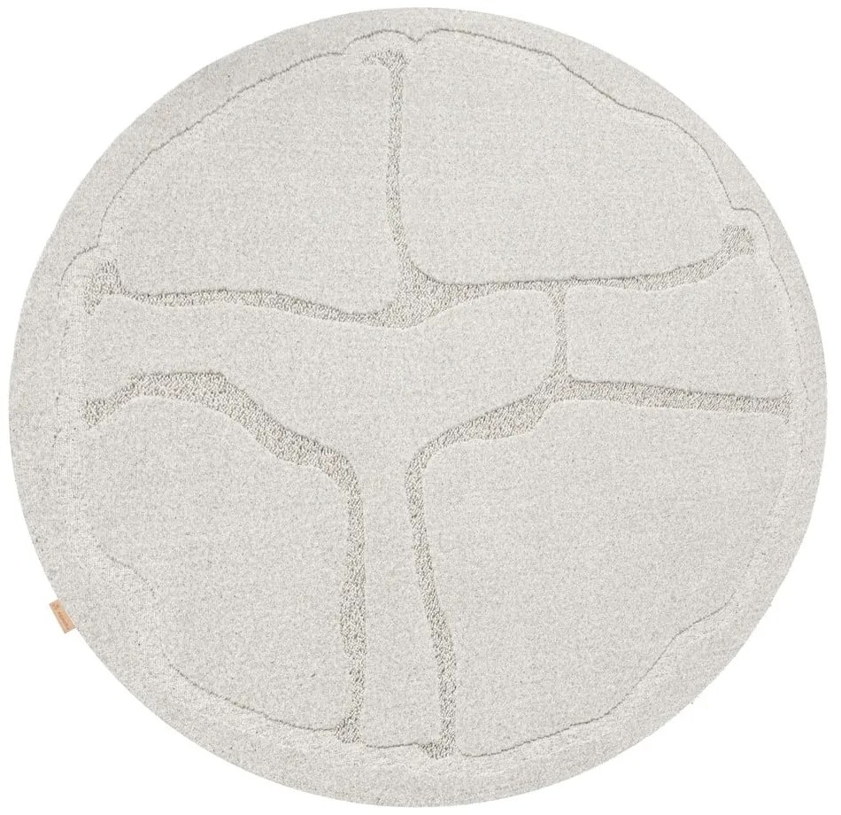 Светлосив вълнен кръгъл килим ø 160 cm Morphic Organica – Agnella