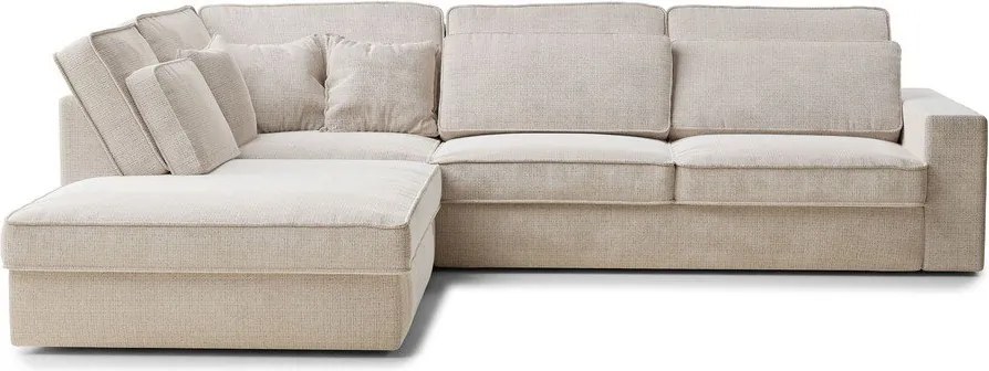 Кремав шенилов ъглов диван (ляв ъгъл/L форма) Kirou – Maison de Rêve