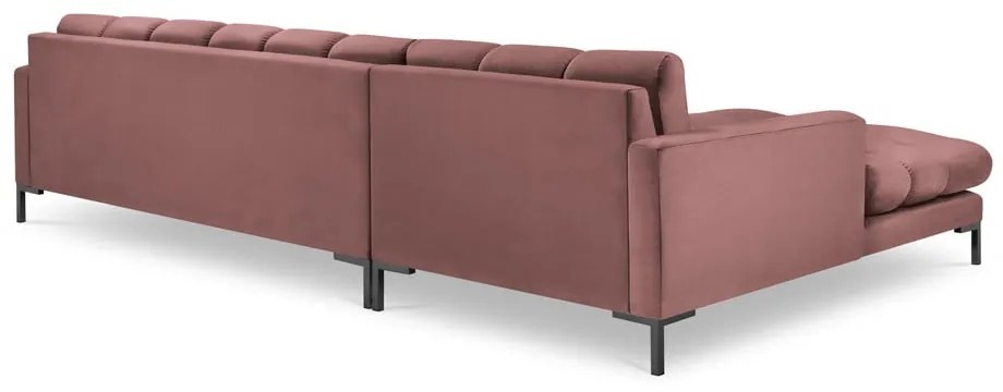 Розов ъглов диван от кадифе , ляв ъгъл Bali - Cosmopolitan Design